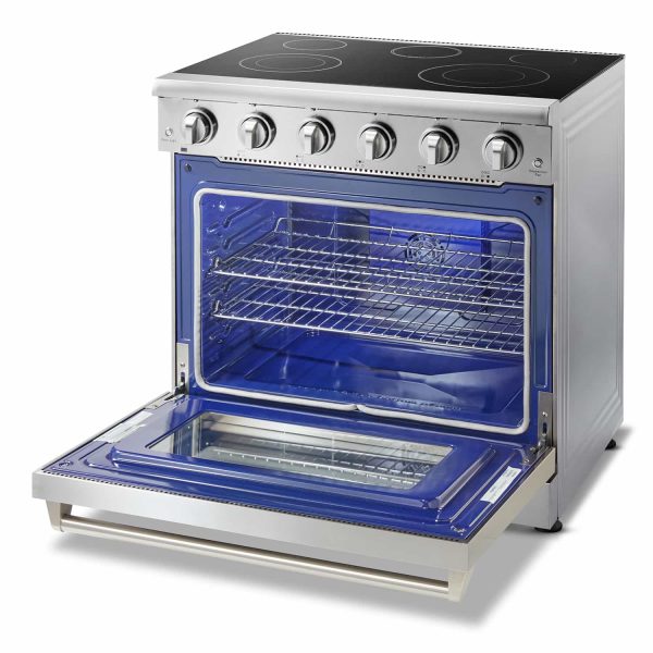Thor Kitchen 5-Piece Appliance Package - 36-Inch Electric Range, Refrigerator with Water Dispenser, Wall Mount Hood, Dishwasher, & Microwave Drawer in Stainless Steel Discount - Image 4