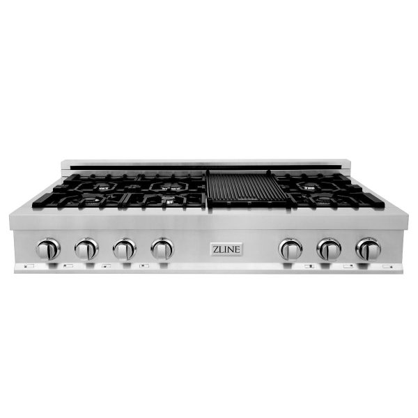 ZLINE 5-Piece Appliance Package - 48-Inch Rangetop, Refrigerator, 30-Inch Electric Double Wall Oven, 3-Rack Dishwasher, and Convertible Wall Mount Hood in Stainless Steel (5KPR-RTRH48-AWDDWV) Supply - Image 2