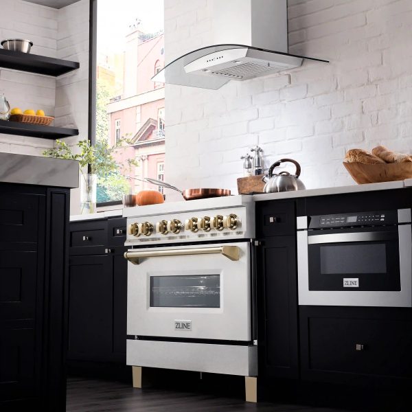 ZLINE Legacy Series Autograph Edition 36-inch Dual Fuel Range with Gas Stove and 4.6 Cu. Ft. Electric Oven in Fingerprint Resistant DuraSnow® Stainless Steel with Gold Accents (RASZ-SN-36-G) Online Sale - Image 3