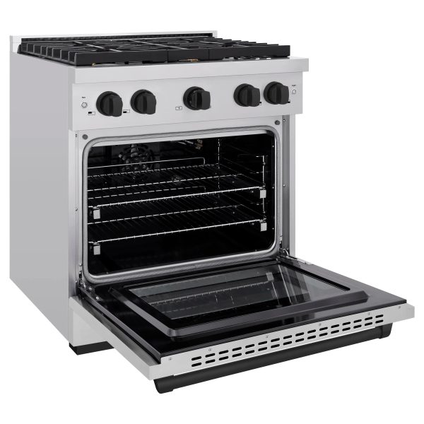 ZLINE Autograph Edition 30-Inch Paramount Gas Range with 4 Gas Burners and 4.2 cu. ft. Convection Gas Oven in Stainless Steel and Matte Black Accents (SGRZ-30-MB) Discount - Image 4