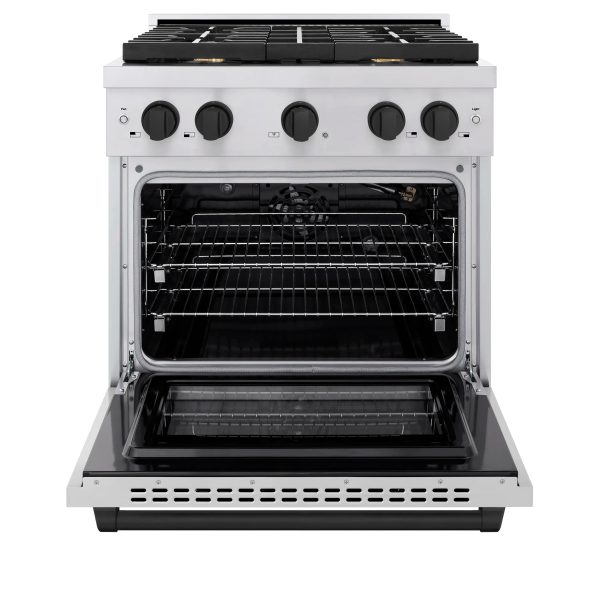 ZLINE Autograph Edition 30-Inch Paramount Gas Range with 4 Gas Burners and 4.2 cu. ft. Convection Gas Oven in Stainless Steel and Matte Black Accents (SGRZ-30-MB) Discount - Image 2