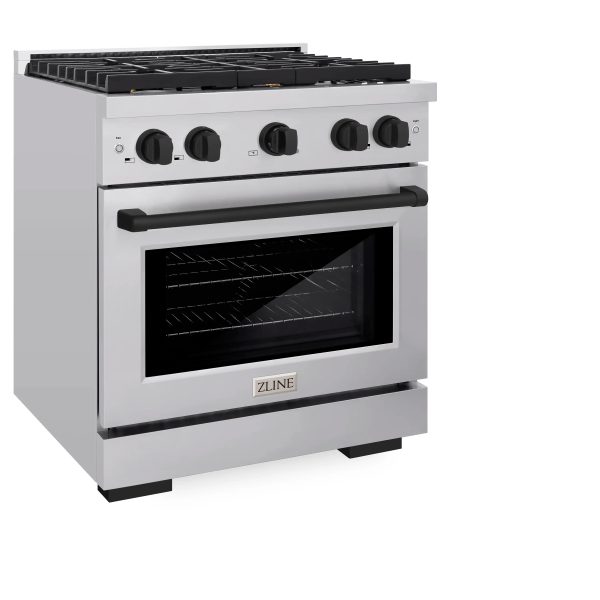 ZLINE Autograph Edition 30-Inch Paramount Gas Range with 4 Gas Burners and 4.2 cu. ft. Convection Gas Oven in Stainless Steel and Matte Black Accents (SGRZ-30-MB) Discount - Image 5