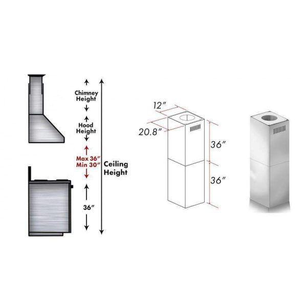 ZLINE Outdoor Chimney Extension for up to 12  Ceiling, 2PCEXT-697i KECOMi-304 Cheap - Image 3