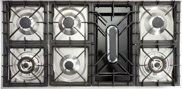 ILVE 48-Inch Nostalgie - Dual Fuel Range with 7 Sealed Burners, 5 cu. ft. Oven and Removable Griddle with Brass Trim in White (UPN120FDMPB) For Sale - Image 5
