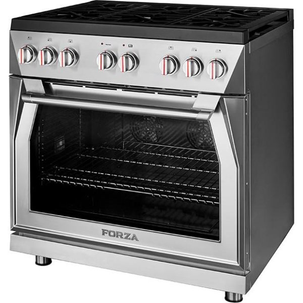 Forza 36-Inch 6.0 cu. ft. Stainless Steel Pro-Style Gas Range in Audace Black (FR366GN-K) on Sale - Image 4