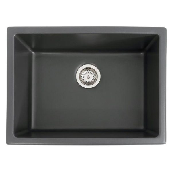 ZLINE 24-Inch Rome Dual Mount Single Bowl Fireclay Kitchen Sink with Bottom Grid in Charcoal (FRC5123-CL-24) Discount - Image 2