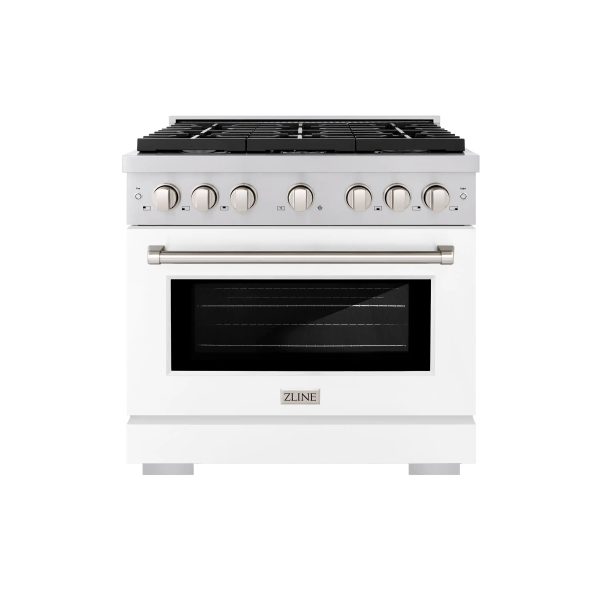 ZLINE 36-Inch Paramount Gas Range with 6 Burner and Convection Gas Oven in Stainless Steel with White Matte Door (SGR-WM-36) For Discount - Image 5