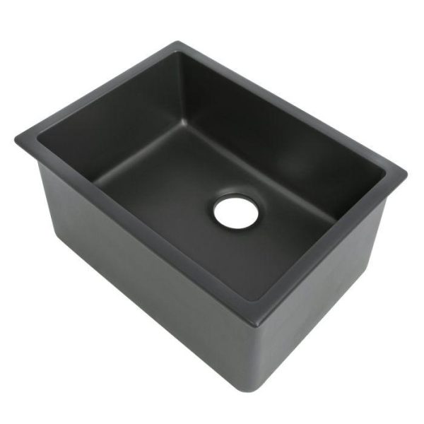 ZLINE 24-Inch Rome Dual Mount Single Bowl Fireclay Kitchen Sink with Bottom Grid in Charcoal (FRC5123-CL-24) Discount