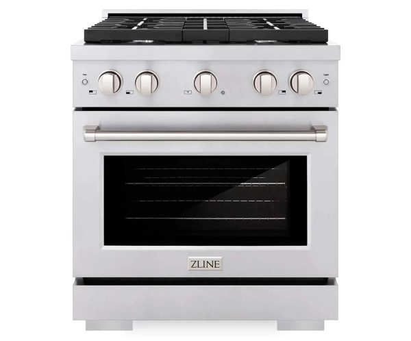 ZLINE 4-Piece Appliance Package - 30-inch Gas Range, Stainless Steel Dishwasher, Microwave Drawer & Premium Hood (4KP-RGRH30-MWDW) For Discount - Image 2
