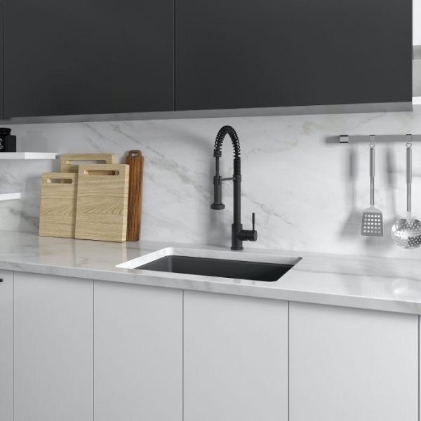 ZLINE 24-Inch Rome Dual Mount Single Bowl Fireclay Kitchen Sink with Bottom Grid in Charcoal (FRC5123-CL-24) Discount - Image 5